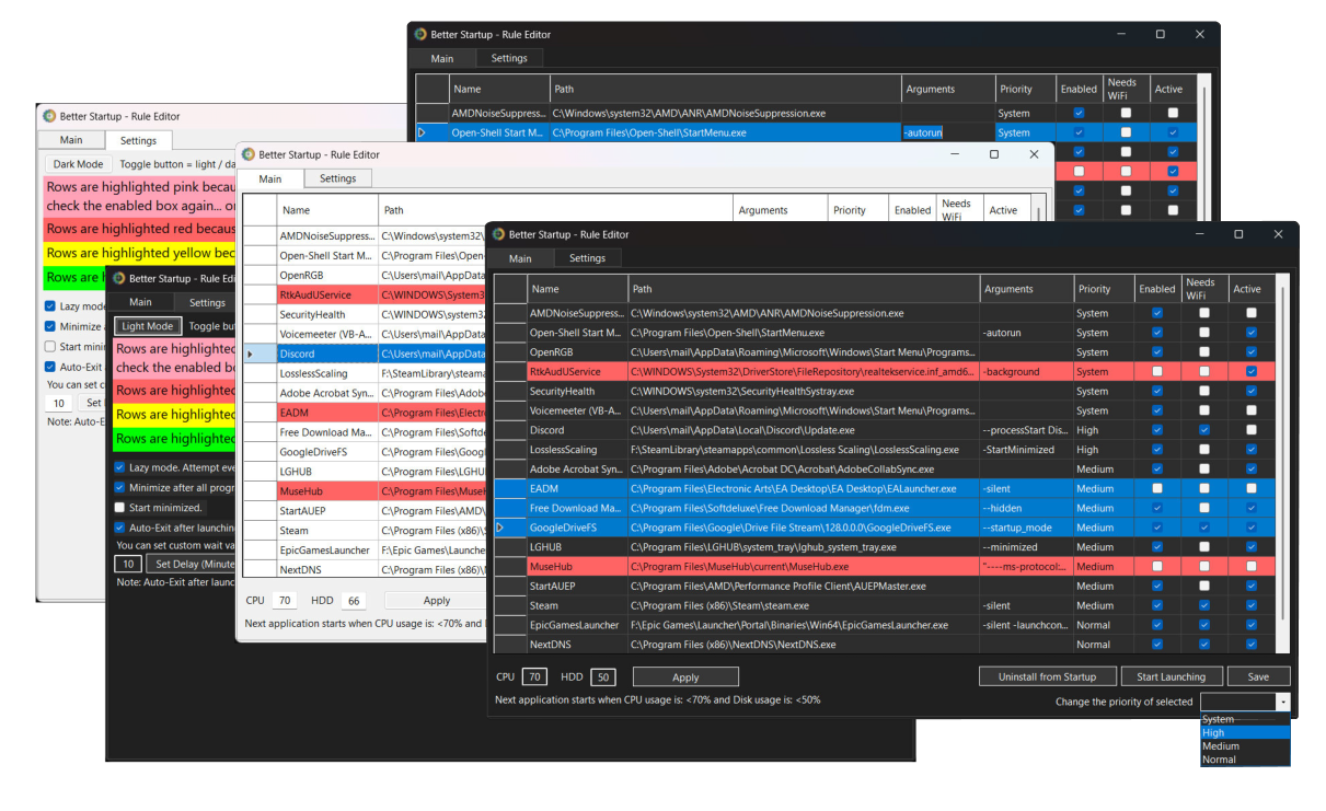 Better Startup — light and dark mode